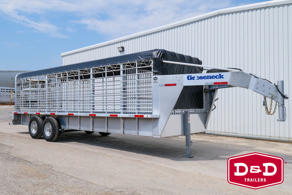 2026 Gooseneck 24 Ft Aluminum Stock Trailer With Canvas Top