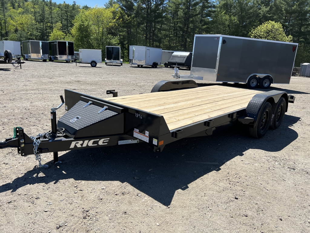 2026 Rice 7X18 7K Powder Coated Car Hauler W/Spare Mount,D-R