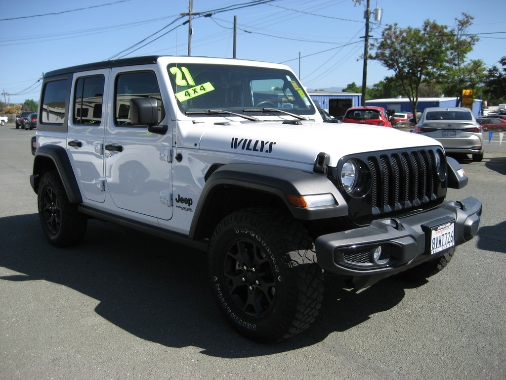 Used 2021 Jeep Wrangler Unlimited Willys Sport with VIN 1C4HJXDG5MW593776 for sale in Lakeport, CA