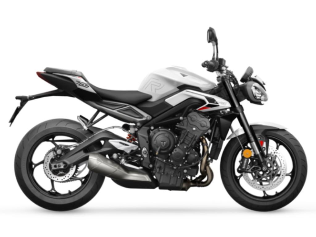 2024 Triumph Street Triple 765 R Crystal White Horizontal In-line 765