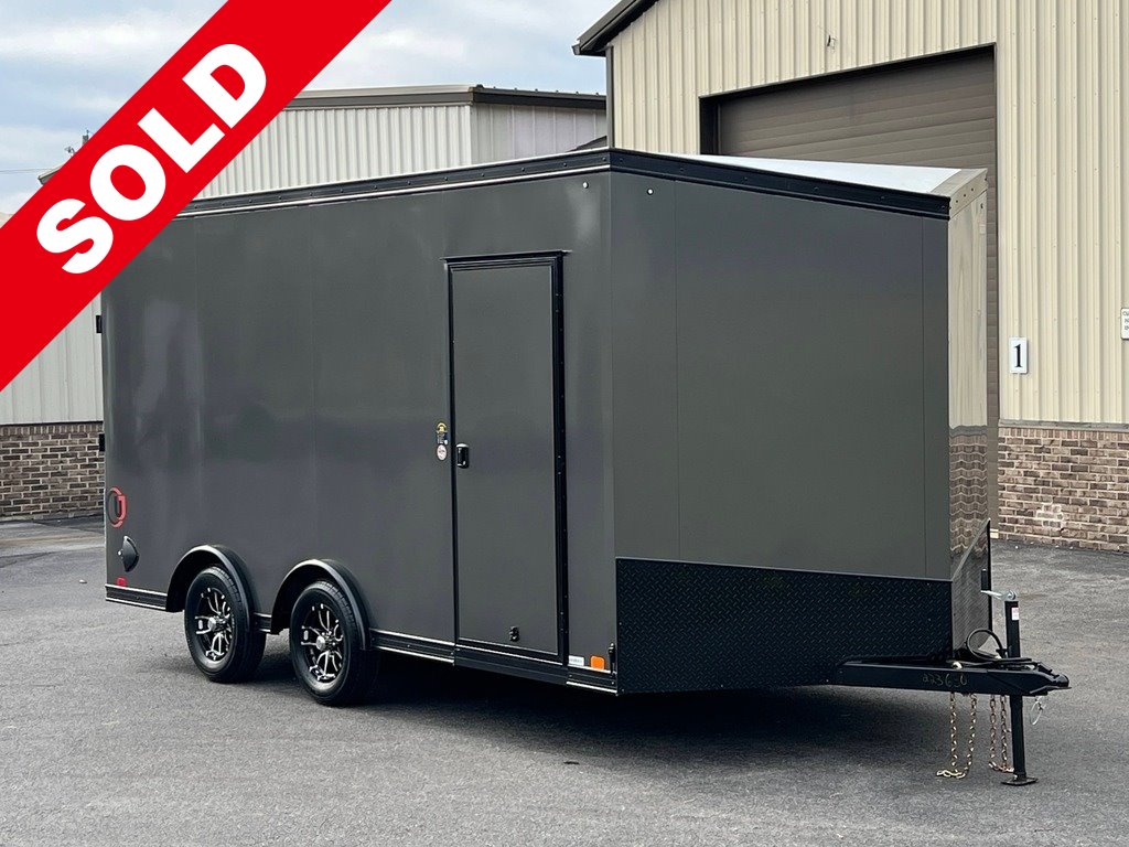 8.5' X 16' United UJ V-Nose Auto / ATV / UTV / Moto Hauler Ramp Door Enclosed Cargo Trailer