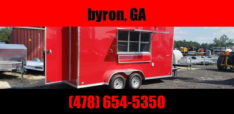7X16 red concession trailer w sinks and power