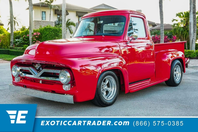 Red 1955 Ford F-100 Pickup Truck 3-Speed Automatic