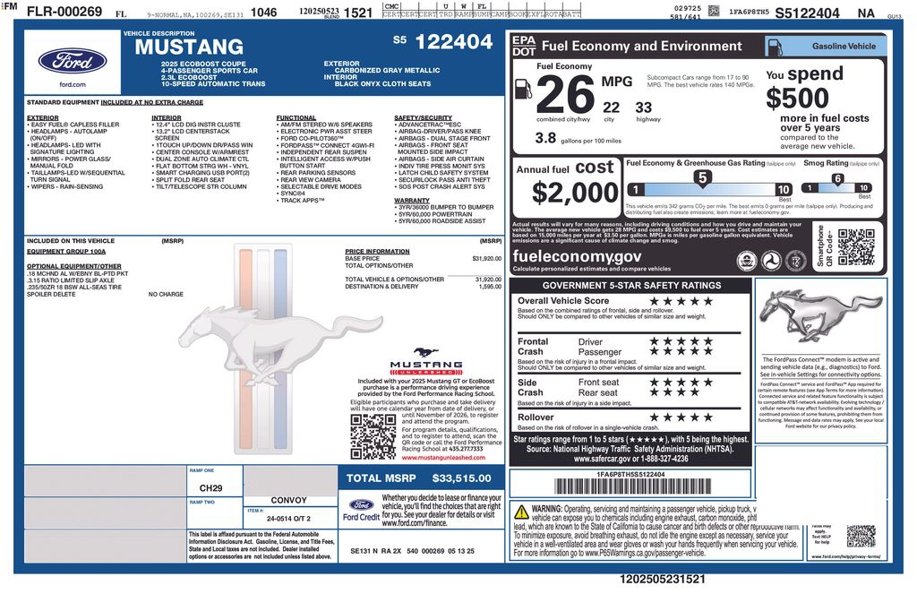 2025 Ford Mustang EcoBoost 100A