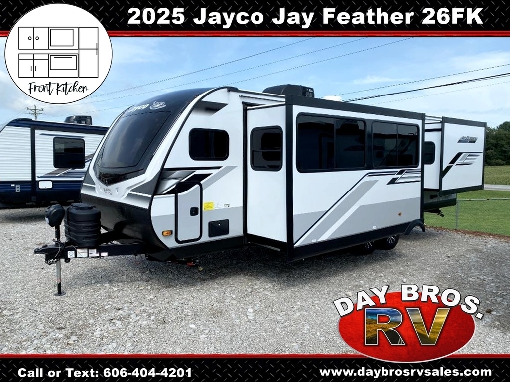 25 Jayco Jay Feather 26FK Travel Trailer Towable RV Camper 2 Slides Sleeps 4 Front Kitchen