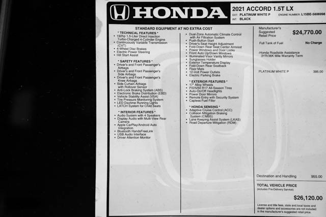 2021 Honda Accord LX 1.5T photo